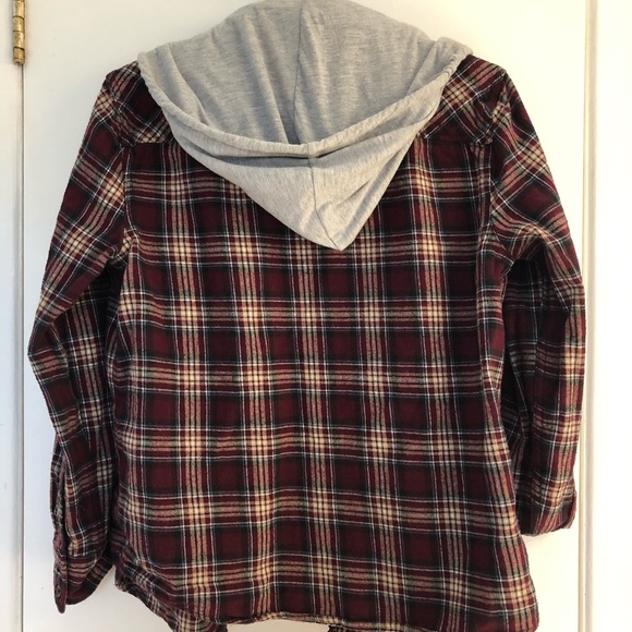 Flannel Button Down with Hood - Picture 2 of 5